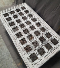 Handmade Indian Furniture Hand Carved Reclaimed Wood Coffee Table Rustic White Handmade Indian Furniture Hand Carved Reclaimed Wood Coffee Table Rustic White