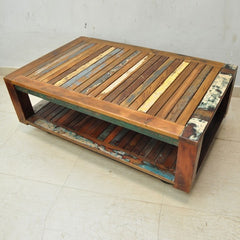 NIRVANA Reclaimed boat timber Coffee Table on Wheels 135x80x50cm NIRVANA Reclaimed boat timber Coffee Table on Wheels 135x80x50cm