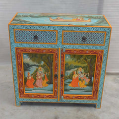 Krishna Hand Painted Wooden Sideboard Krishna Hand Painted Wooden Sideboard