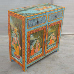 Krishna Hand Painted Wooden Sideboard Krishna Hand Painted Wooden Sideboard