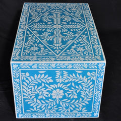 Bone inlay Blue Floral Coffee Table Bone inlay Blue Floral Coffee Table
