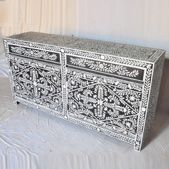 Bone inlay Black Floral Pattern Sideboard A Bone inlay Black Floral Pattern Sideboard A