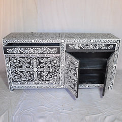 Bone inlay Black Floral Pattern Sideboard A Bone inlay Black Floral Pattern Sideboard A