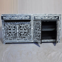 Bone inlay Black Floral Pattern Sideboard A Bone inlay Black Floral Pattern Sideboard A