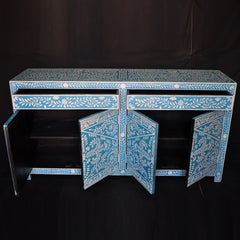 Bone inlay Blue Floral Sideboard Bone inlay Blue Floral Sideboard