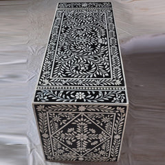 Bone Inlay Floral Pattern TV Unit Black Bone Inlay Floral Pattern TV Unit Black