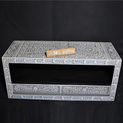 Bone Inlay Floral Pattern TV Unit Grey Bone Inlay Floral Pattern TV Unit Grey