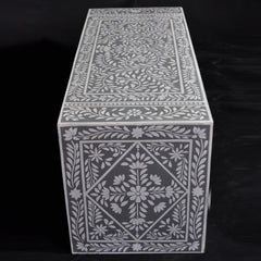 Bone Inlay Floral Pattern TV Unit Grey Bone Inlay Floral Pattern TV Unit Grey