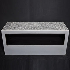 Bone Inlay Floral Pattern TV Unit Grey Bone Inlay Floral Pattern TV Unit Grey