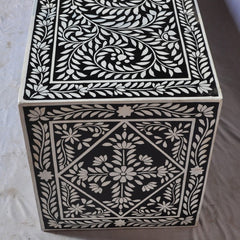 Bone Inlay Floral Pattern Black Floral 3 Drawer TV Unit Bone Inlay Floral Pattern Black Floral 3 Drawer TV Unit