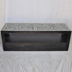 Bone Inlay Floral Pattern Black Floral 3 Drawer TV Unit Bone Inlay Floral Pattern Black Floral 3 Drawer TV Unit