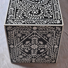 Bone inlay Floral Pattern Black Floral 4 Drawer TV Unit Bone inlay Floral Pattern Black Floral 4 Drawer TV Unit