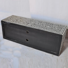 Bone inlay Floral Pattern Black Floral 4 Drawer TV Unit Bone inlay Floral Pattern Black Floral 4 Drawer TV Unit