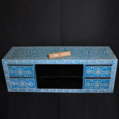 Bone inlay Blue Floral 4 Drawer TV Unit Bone inlay Blue Floral 4 Drawer TV Unit