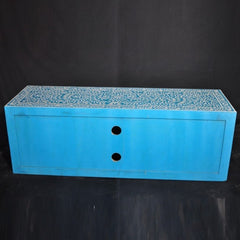 Bone inlay Blue Floral 4 Drawer TV Unit Bone inlay Blue Floral 4 Drawer TV Unit