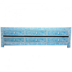 Bone inlay Blue Floral 6 Drawer TV Unit Bone inlay Blue Floral 6 Drawer TV Unit