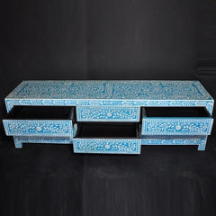 Bone inlay Blue Floral 6 Drawer TV Unit Bone inlay Blue Floral 6 Drawer TV Unit