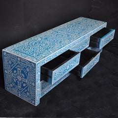 Bone inlay Blue Floral 6 Drawer TV Unit Bone inlay Blue Floral 6 Drawer TV Unit