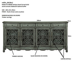 Antique Hand Carved Solid wood console Sideboard Cabinet buffet 200 x 40 x 90cm Antique Hand Carved Solid wood console Sideboard Cabinet buffet 200 x 40 x 90cm