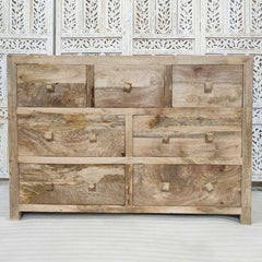 Handmade Indian Furniture Mango Wood Chest of Drawers Natural Finish Handmade Indian Furniture Mango Wood Chest of Drawers Natural Finish