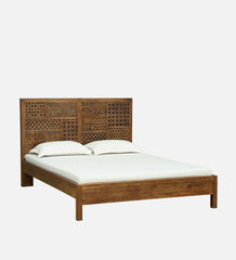 Indian Hand Carved Solid Wood King Size Bed Teak Finish 136 Indian Hand Carved Solid Wood King Size Bed Teak Finish 136
