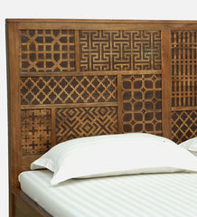 Indian Hand Carved Solid Wood King Size Bed Teak Finish 136 Indian Hand Carved Solid Wood King Size Bed Teak Finish 136