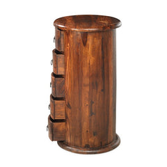 Takat Metal Jali Natural Indian Round 5 Drawer Drum Takat Metal Jali Natural Indian Round 5 Drawer Drum