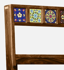 Moroccan Mosaic Mango Wood Wall Mounted Foldable 4 Seater Dining Table In Rustic Teak Finish Moroccan Mosaic Mango Wood Wall Mounted Foldable 4 Seater Dining Table In Rustic Teak Finish