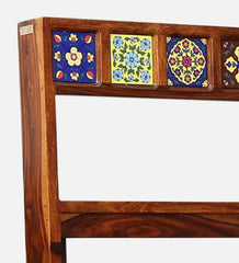 Moroccan Mosaic Mango Wood Wall Mounted Foldable 4 Seater Dining Table In Provincial Teak Finish Moroccan Mosaic Mango Wood Wall Mounted Foldable 4 Seater Dining Table In Provincial Teak Finish