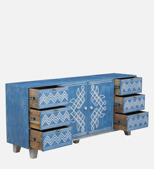 Brush & Timber Handmade Mango Wood Handpainted Sideboard in blue Brush & Timber Handmade Mango Wood Handpainted Sideboard in blue
