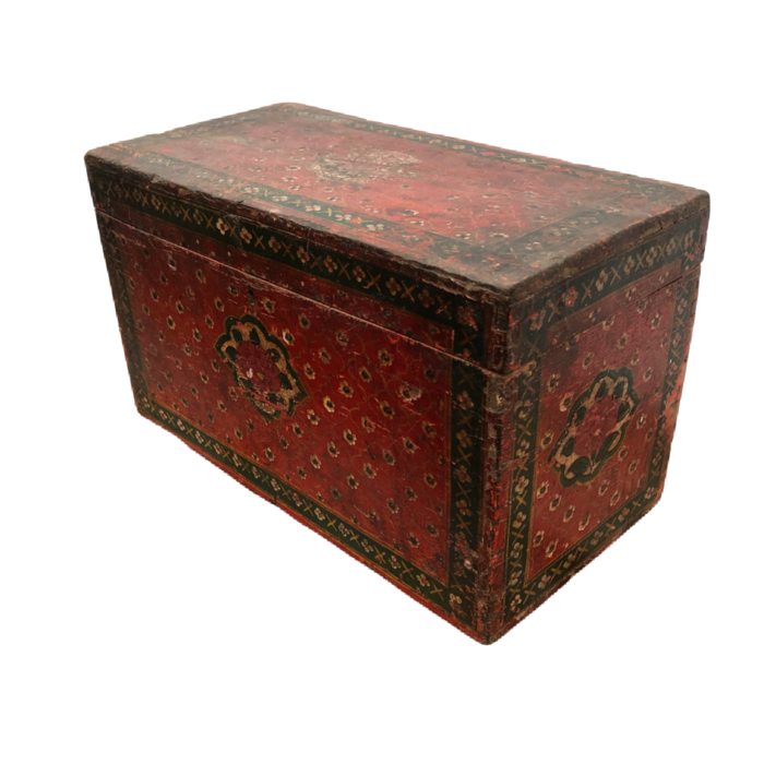 Indian Antique Hand Painted Indian Blanket Box Make My Piece