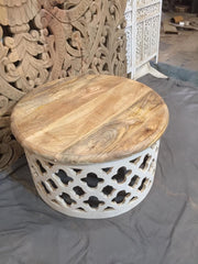 Bristol Solid Wood Round Coffee Table Whitewash Bristol Solid Wood Round Coffee Table Whitewash