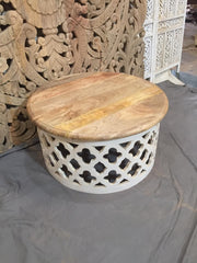 Bristol Solid Wood Round Coffee Table Whitewash Bristol Solid Wood Round Coffee Table Whitewash