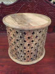 Bristol Indian Hand Carved Round Coffee Table Raw Natural Bristol Indian Hand Carved Round Coffee Table Raw Natural