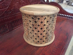 Bristol Indian Hand Carved Round Coffee Table Raw Natural Bristol Indian Hand Carved Round Coffee Table Raw Natural
