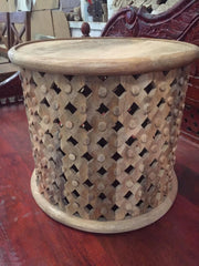 Bristol Indian Hand Carved Round Coffee Table Raw Natural Bristol Indian Hand Carved Round Coffee Table Raw Natural
