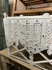 Indian Antique Tribal Hand Carved Art Wooden Damchiya White D Indian Antique Tribal Hand Carved Art Wooden Damchiya White D