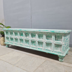 Handmade Indian Hand Carved Solid Hard Wood Old Door Blanket Box 140x45x45cm Handmade Indian Hand Carved Solid Hard Wood Old Door Blanket Box 140x45x45cm