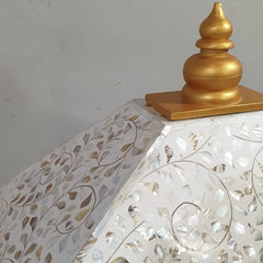 Indian Furniture Mother of Pearl Inlay Temple In White Floral Pattern 90x45x150cm Indian Furniture Mother of Pearl Inlay Temple In White Floral Pattern 90x45x150cm