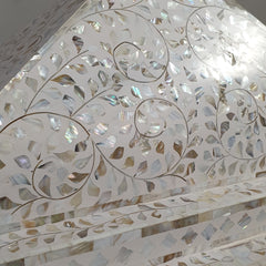Indian Furniture Mother of Pearl Inlay Temple In White Floral Pattern 90x45x150cm Indian Furniture Mother of Pearl Inlay Temple In White Floral Pattern 90x45x150cm