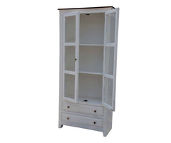 French Blanc Wooden Display Cabinet