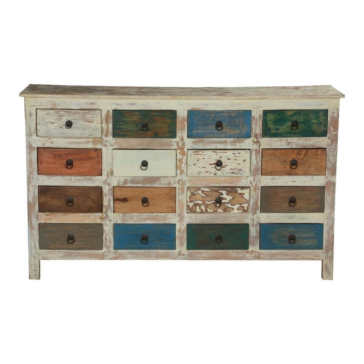 Cromer Indian Mango Wood 16 Drawer Standard Horizontal Dresser