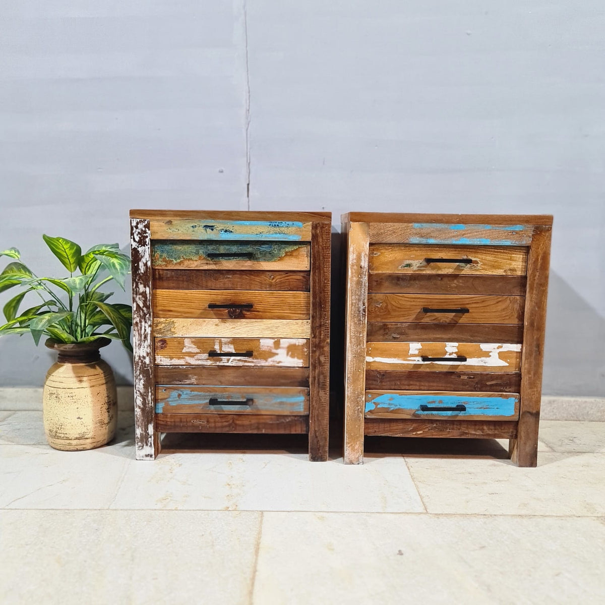 Nirvana Reclaimed Boatwood 4 Drawer Bedside Table 91