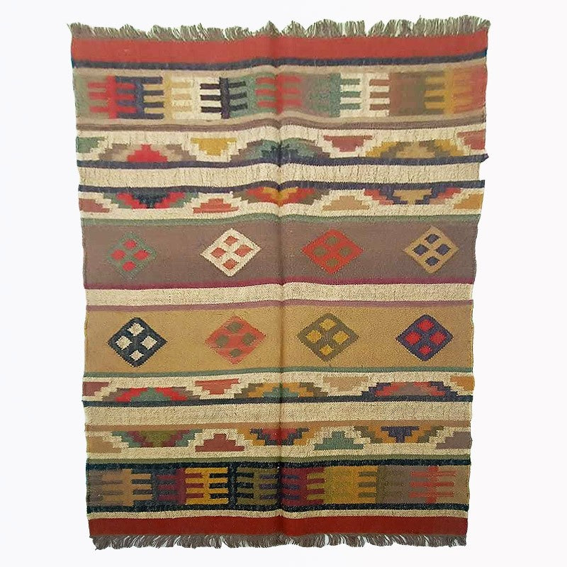 Kilim Wool Handwoven Woollen Dhurrie Durry Rug Jute Floor Covering Pattern 2