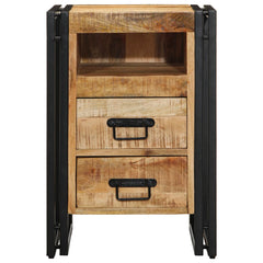 Angle Industrial Iron and  Solid Mango Wood Bedside Table 45