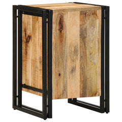 Angle Industrial Iron and  Solid Mango Wood Bedside Table 45