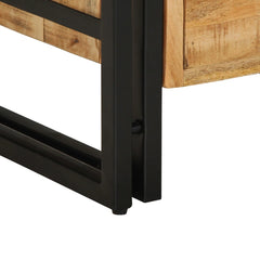 Angle Industrial Iron and  Solid Mango Wood Bedside Table 45