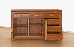 Gfine Sideboard with two doors and six drawers made of solid acacia wood 137x45x86Cm