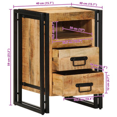 Angle Industrial Iron and  Solid Mango Wood Bedside Table 45