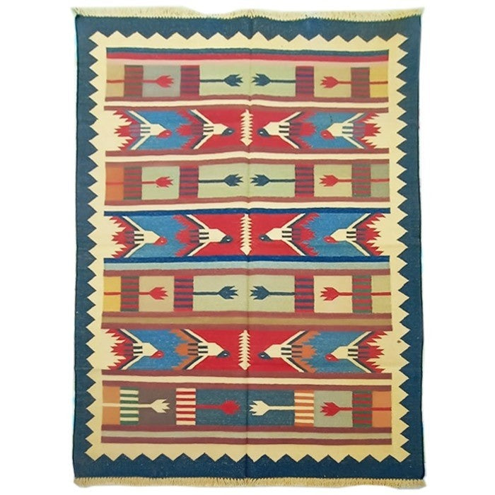 Kilim Wool Handwoven Woollen Dhurrie Durry Rug Jute Floor Covering Pattern 4